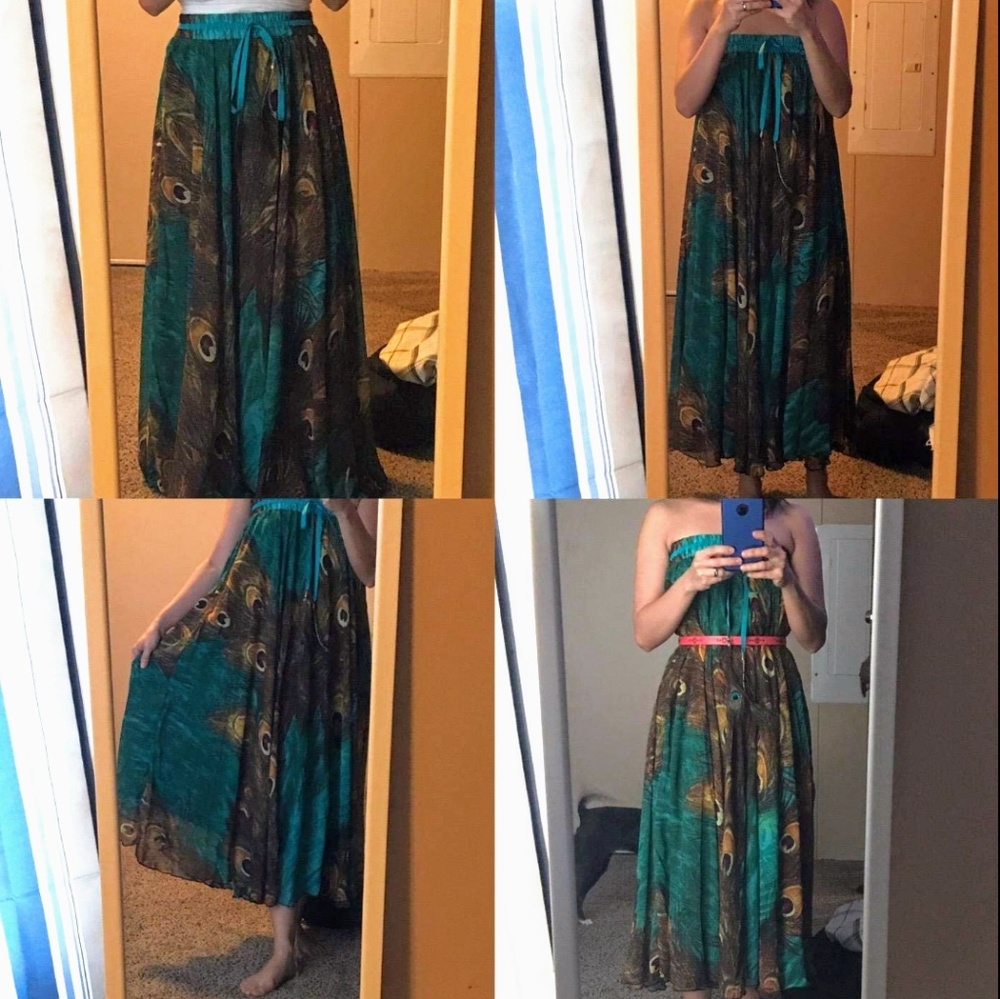 New Bohemian 3n1 Rose Garden pleated Maxi Skirt - Picture 5 of 6